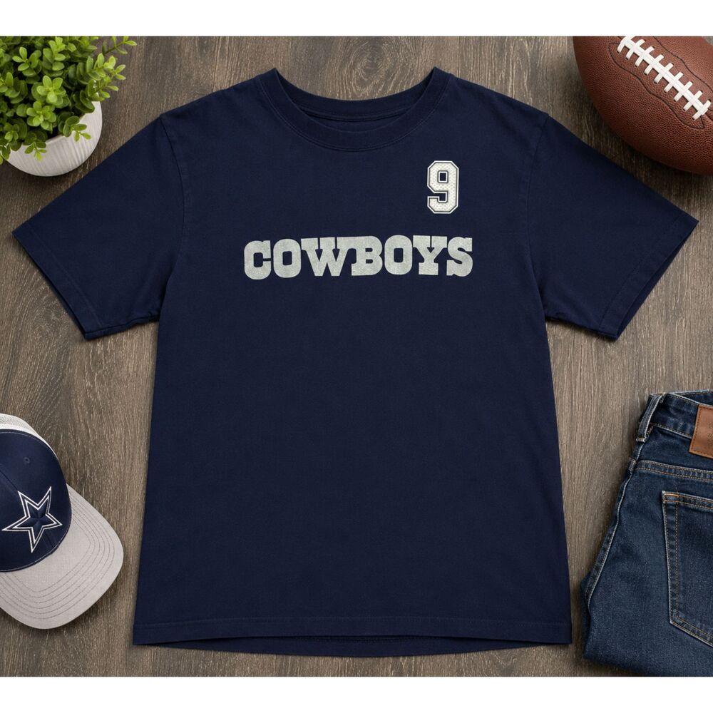 Dallas Cowboys Authentic Mens Size L Tony Romo #9 Cotton T-Shirt NFL Football